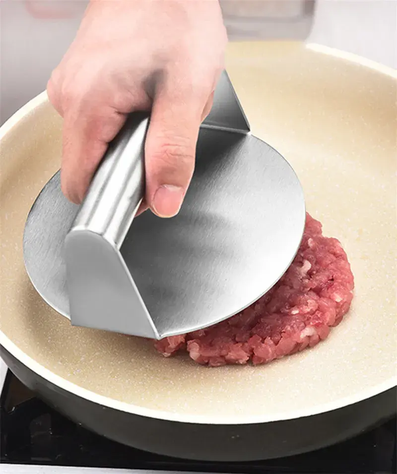 NEW Stainless Steel Burger Press Round Square Burger Smasher Non-Stick Smooth Grill Meat Press for Hamburger Flat Top Cooking
