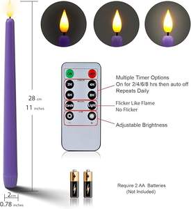 Bougies <span class=keywords><strong>de</strong></span> <span class=keywords><strong>l</strong></span>'<span class=keywords><strong>avent</strong></span> scintillantes à LED à piles Chandeliers coniques sans flamme <span class=keywords><strong>de</strong></span> 10 pouces pour la couronne <span class=keywords><strong>de</strong></span> <span class=keywords><strong>l</strong></span>'<span class=keywords><strong>avent</strong></span> catholique <span class=keywords><strong>de</strong></span> Noë<span class=keywords><strong>l</strong></span> - Product Image 3