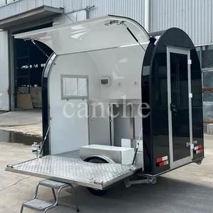 Carrito de Comida Rápida Eléctrico Mini Negro a Precio de Mayoreo, Remolque de Comida Móvil Redondo Personalizado para la Calle - Product Image 1