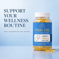 Huile de poisson à haute concentration en gélules molles, oméga-3 960 mg EPA DHA, complément alimentaire, 1 g x 60 capsules pour adultes