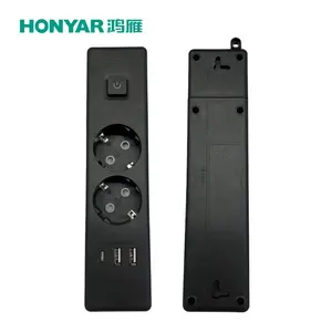 Honyar, venta al por mayor, interruptor estándar europeo, USB C, 2, 3, 4, 5, 6 vías, protector contra sobretensiones, tira de alimentación