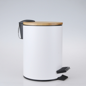 Vendita calda ufficio hotel cucina immondizia 3L 5L coperchio in <span class=keywords><strong>legno</strong></span> di bambù pedale in acciaio pattumiera - Product Image 2