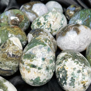 Wholesale Natural Gemstones Massage <b>Tool</b> Oval Egg for Women Made of Good Quality Moss Agate Crystal Eggs - Product Image 2
