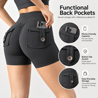 Shorts de sport taille haute sexy pour femme, effet ventre plat, avec poches, pour le yoga et la gym