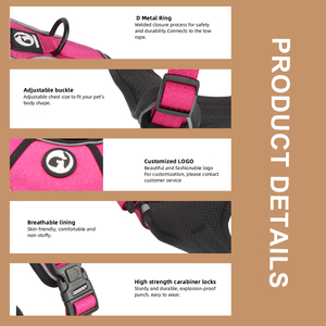 小中型および大型犬用ハーネスクラシックセキュリティチェストプルナイロンペットハーネスなし調節可能な反射ステップインドッグハーネス - Product Image 6