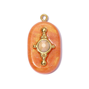 Pendentif carré goutte d'eau en acier inoxydable HB623, breloque tendance en résine dégradée, accessoire d'oreille en acier titane DIY - Product Image 3