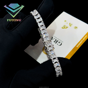 Bracelet tendance, bracelet taille émeraude, diamant moissanite VVS, plaqué or, argent sterling 925, passe le testeur de diamants, certificat GRA. - Product Image 4