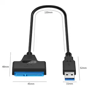 20cm SATA 3 Cable Sata To USB Adapter 6Gbps For 2.5 Inches External SSD HDD Hard Drive 22 Pin Sata III Cable USB 3.0 Port