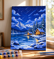 Kit de peinture par numéros avec cadre, ensemble de toile artistique, paysage marin, décoration de la maison, cadeau de Noël