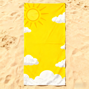 Serviette de plage, de piscine et de yoga en coton épais de haute qualité, design soleil personnalisé, 100% coton, taille personnalisée - Product Image 1