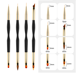 Lot de 4 pinceaux double tête pour nail art, en nylon, à double extrémité, pour la peinture fine, idéal pour la décoration des ongles en salon - Product Image 5