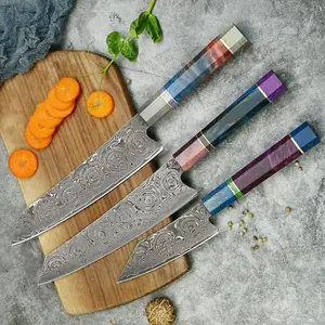 Luxury Damascus kitchen knife Cooking Style With Rose Pattern