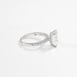 Bague solitaire en diamant CVD de 3 carats, taille émeraude, écologique, pour fiançailles ou cocktail, pour femme - Product Image 3