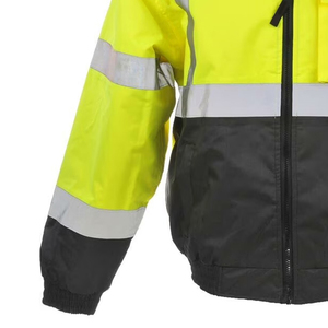 High Visibility Reflective <b>Jacket</b> with Elastic Waist Industrial Workwear for Men - Product Image 5