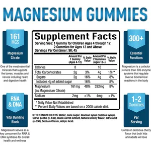 Hot Selling Food Grade Magnesium Gummies Potassium Magnesium Citrate Gummies Magnesium Glycinate Supplement Gummies For Kids