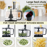 Pengolah Makanan, Pengolah Makanan 6-in-1 dan Blender Multifungsi untuk Memotong, Mengiris, Menghancurkan, dan Menguleni Adonan