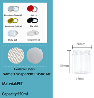 Pot en plastique PET transparent avec couvercle en aluminium |   Boîte à large ouverture anti-poussière avec logo personnalisé pour le stockage des aliments, des bonbons et des biscuits