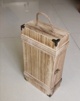 Boîte à vin en bois de paulownia rôti antique 2 bouteilles de rangement en bois avec technique polie