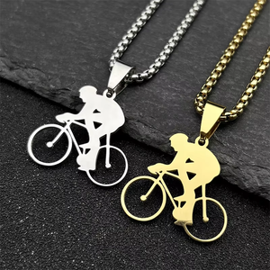 Bicicleta Equitação Ciclismo Homens Colar Figura Bike Rider Colar Esporte Jóias Presente Masculino Aço Inoxidável Cadeia Colar - Product Image 1