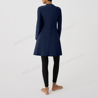 Burkini musulman personnalisé pour femme, tunique de bain bleu marine avec leggings noirs, maillot de bain musulman modeste, commande en gros, échantillonnage rapide, OEM