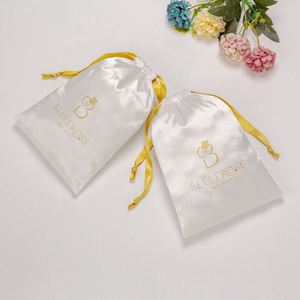 Wholesale Custom Logo Fashion Satin Jewelry Dust <b>Pouch</b> <b>Drawstring</b> Bag - Product Image 3