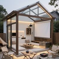 Véranda en aluminium et verre avec portes coulissantes, extension préfabriquée pour jardin d'hiver extérieur
