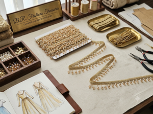 Bordure décorative en dentelle à pampilles, perles et strass, largeur personnalisable, pour vêtements, tenues de mariage, sacs, accessoires de mode, artisanat et décoration intérieure - Product Image 6
