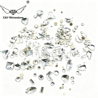 Kit de Décoration d'Ongles en Verre 3D Non Thermocollant Formes Mixtes CY, Kit de Strass et Cristaux pour Nail Art