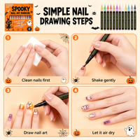 Marqueur à ongles à base d'eau, pointe ultra fine, stylo de dessin pour Halloween, outils de peinture DIY pour ongles, support OEM, personnalisation