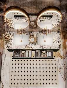 Bathroom Furniture Luxury <b>Vanity</b> Glass Marble Retro High Quality Bathroom <b>Vanity</b> for Villa - Product Image 2