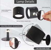 Lampe murale LED sans fil moderne pour la maison, le bureau, la salle de bain, la chambre à coucher, rechargeable, à intensité variable, avec commande tactile/télécommande, lecture, fer, couleur 2700K-6000K