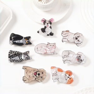 Collection Mignonne d'Accessoires pour Cheveux Animaux (Chat, Chien, Requin) Style Européen et Américain en Acrylique pour Enfants, Pinces à Cheveux de 5,4 cm pour Fêtes - Product Image 1