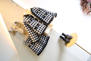 Conjunto de Ropa Infantil Elegante para Primavera/Otoño 2022, Chaqueta y Falda a Cuadros - Product Image 2