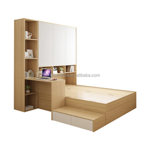 Customizable Cost-Effective Modular Bedroom Furniture Sets Wooden Bed with Desk Wardrobe & <b>Storage</b> for Studio Apartments - Product Image 4