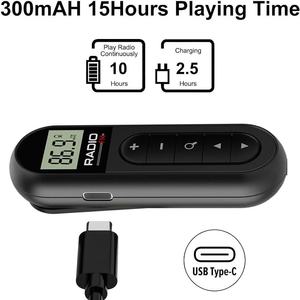 Radio Receptor FM Portátil Ultracompacto Recargable con Pantalla LCD Retroiluminada, Búsqueda con un Solo Botón, Carga Tipo C - Product Image 5