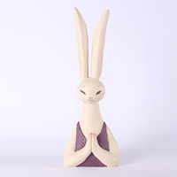 Ornement en bois sculpté à la main en forme de lapin, cadeau artisanal, sculpture sur bois, souvenir