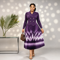 Ensemble deux pièces moderne et modeste pour femmes musulmanes, blazer noir à double boutonnage, jupe longue plissée dégradée, tenue formelle islamique