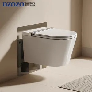 S005 işık akıllı Modern stil seramik Wc akıllı tuvalet çerçevesiz duvar Hung tuvalet beyaz tankı banyo için