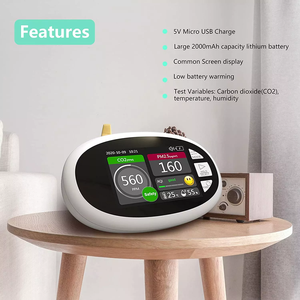 Analyseur de CO2 et PM2.5, détecteur de qualité de l'air avec compteur de dioxyde de carbone, moniteur de gaz HCHO TVOC AQI, dispositif d'analyse et de test PM2.5 - Product Image 2