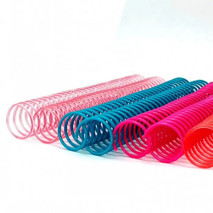 Pas de QUANTITÉ MINIMALE DE COMMANDE scolaires de bureau 3/8 pouces rose vert en plastique bobine fil reliure spirale pour reliure de livres