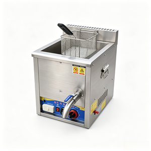 Friteuse à gaz professionnelle à contrôle thermostatique en acier inoxydable avec panier 10L pour poulet frit, frites et snack-bars - Product Image 6