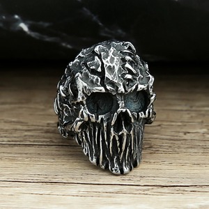 yunnique Skull <b>Ring</b> Men's <b>Titanium</b> Steel Halloween Jewelry Retro Hip Hop Fashion <b>Ring</b> Size 7 8 9 10 11 12 13 - Product Image 1