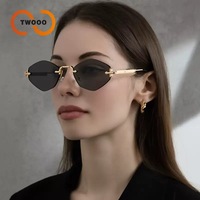 Twooo T1486 2025 Nouvelle Arrivée Polygone Sans Monture Mode Trendy Cut Edge Lunettes De Soleil
