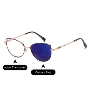 <span class=keywords><strong>Gafas</strong></span> Fotocromáticas Anti Luz Azul, Montura de <span class=keywords><strong>Gafas</strong></span> Ojo de Gato Fotogris Anti Reflejos, Monturas Ópticas Metálicas <span class=keywords><strong>para</strong></span> Mujer - Product Image 4