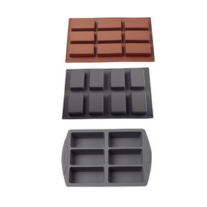 Rectangular <b>Silicone</b> Cake Mold 8 9 12 Cavity <b>Baking</b> Tray For Chocolate Candy Jelly Cookie Cheese Oven Use - Product Image 2