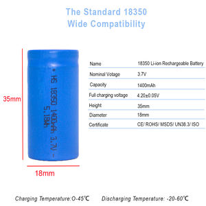 סוללת ליתיום-ברזל-פוספט (<span class=keywords><strong>LiFePO4</strong></span>) גלילית 18350, 3.7V, 1400mAh, גודל מותאם אישית 12V 100Ah, ערכת סוללות למערכות חשמל. - Product Image 2