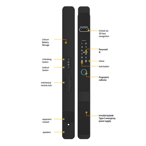 An Ninh Nhà Kính Kỹ Thuật Số Cửa Khóa Intelligente Sinh Trắc Học Mật Khẩu 3D Nhận Dạng Khuôn Mặt Thông Minh Khóa Với Ứng Dụng Ttlock - Product Image 4