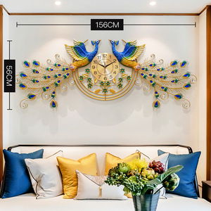 Reloj de pared de pavo real <span class=keywords><strong>para</strong></span> sala de estar, Arte Creativo, decoración de <span class=keywords><strong>fondo</strong></span> de pared, colgante silencioso - Product Image 4