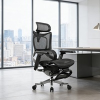 Chaise de bureau ergonomique à dossier haut en maille avec dossier en U réglable 8D, cadre de support chromé et support lombaire