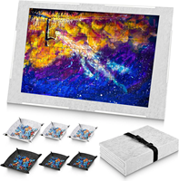 Tapis de rangement portable en fibre tissée pour puzzle, boîte de rangement de type tiroir, planche de puzzle pliable